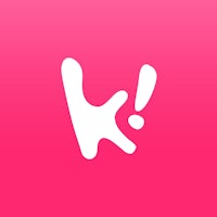 a pink icon with the word k on it